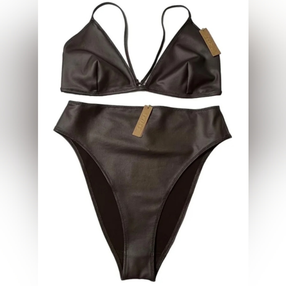 SKIMS wet jersey triangle bralette set L